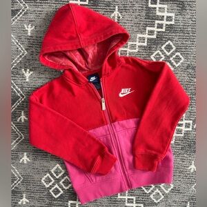 Nike girls zip up hoodie color block sweatshirt size 6